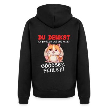 Cat Tshirt Kids Women Funny Small Sarcasm - Unisex Premium Organic Zip Hoodie - black - Back - Nico (187cm)
