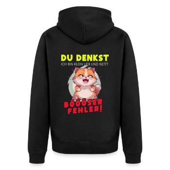 Cat Tshirt Kids Women Funny Small Sarcasm - Unisex Premium Organic Zip Hoodie - black - Back - Nico (187cm)