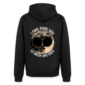 Ping Pong Tischtennis - Unisex Premium Bio Zip Hoodie - Schwarz - Hinten - Nico (187cm)
