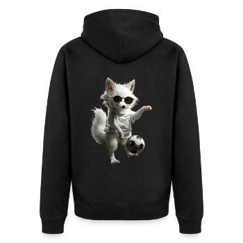 Polarfuchs - Unisex Premium Bio Zip Hoodie - Schwarz - Hinten - Nico (187cm)