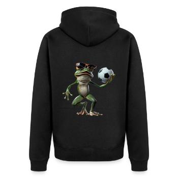 Frog - Unisex Premium Organic Zip Hoodie - black - Back - Nico (187cm)