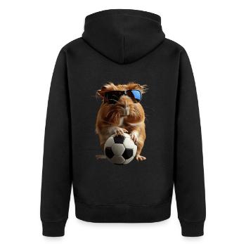 Meerschweinchen - Unisex Premium Bio Zip Hoodie - Schwarz - Hinten - Nico (187cm)