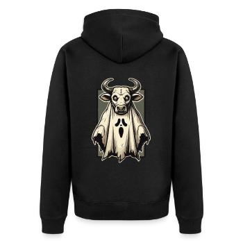 Idée de costume effrayant de vache fantôme taureau - Veste à capuche bio Premium Unisexe - noir - Dos - Nico (187cm)