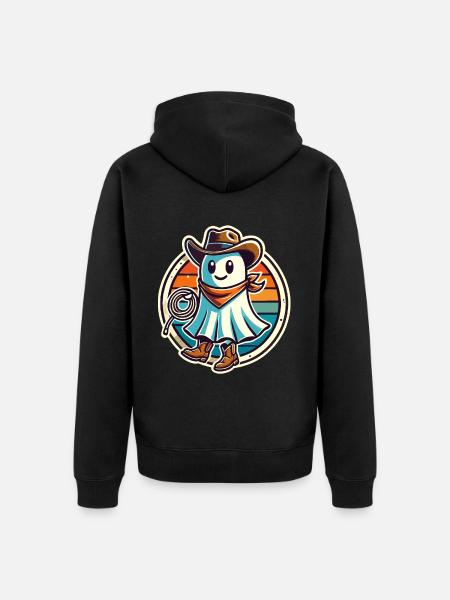 Cowboy Ghost Funny Halloween Design - Unisex Premium Organic Zip Hoodie - black