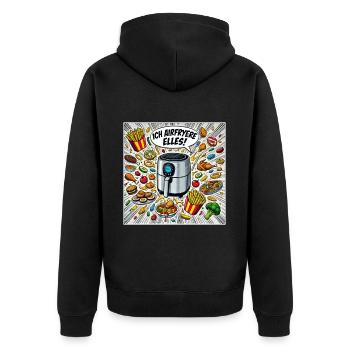 Ich Airfryere Alles! Lustige Küche Illustration - Unisex Premium Bio Zip Hoodie - Schwarz - Hinten - Nico (187cm)