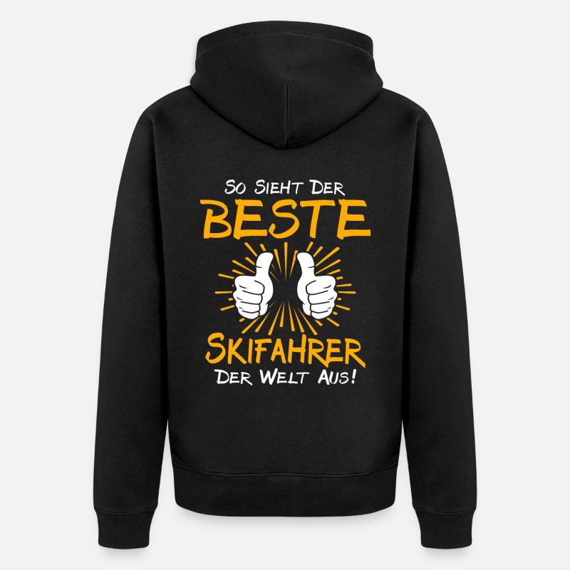 Skifahrer Geschenkidee - Unisex Premium Bio Zip Hoodie - Schwarz