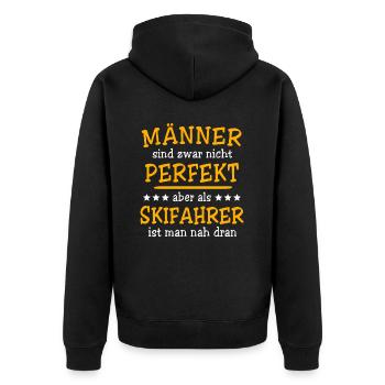 Skifahrer Skifahren - Unisex Premium Bio Zip Hoodie - Schwarz - Hinten - Nico (187cm)