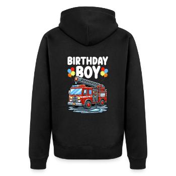 Birthday Boy Firefighter Birthday Boy - Unisex Premium Organic Zip Hoodie - black - Back - Nico (187cm)
