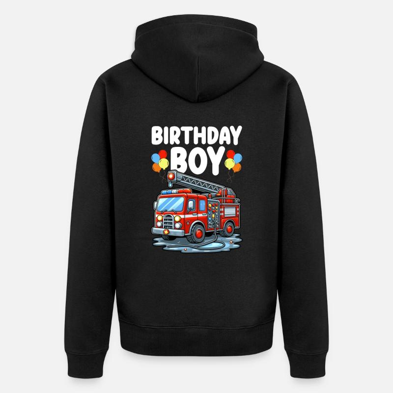 Anniversaire Garçon Pompier Anniversaire Garçon - Veste à capuche bio Premium Unisexe - noir