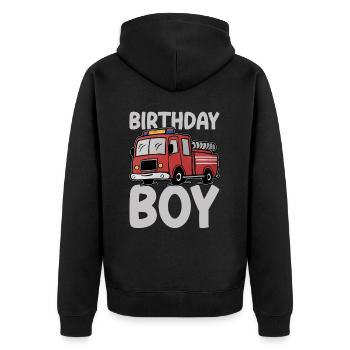 Anniversaire Garçon Pompier Anniversaire Garçon - Veste à capuche bio Premium Unisexe - noir - Dos - Nico (187cm)