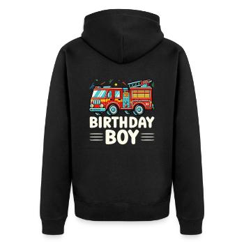 Birthday Boy Firefighter Birthday Boy - Unisex Premium Organic Zip Hoodie - black - Back - Nico (187cm)