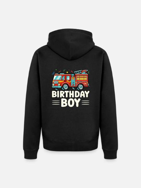 Birthday Boy Firefighter Birthday Boy - Unisex Premium Organic Zip Hoodie - black