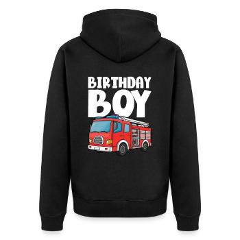 Birthday Boy Firefighter Birthday Boy - Unisex Premium Organic Zip Hoodie - black - Back - Nico (187cm)