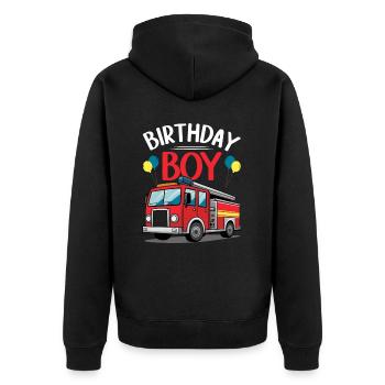 Birthday Boy Firefighter Birthday Boy - Unisex Premium Organic Zip Hoodie - black - Back - Nico (187cm)