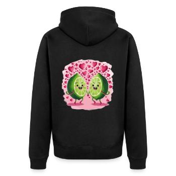 Niedliche Zitrone Früchte mit Liebe - Unisex Premium Bio Zip Hoodie - Schwarz - Hinten - Nico (187cm)