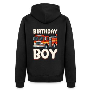 Birthday Boy Firefighter Birthday Boy - Unisex Premium Organic Zip Hoodie - black - Back - Nico (187cm)