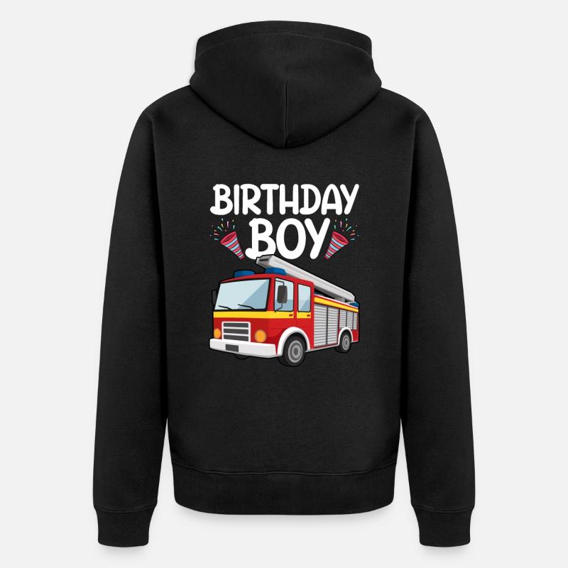 Anniversaire Garçon Pompier Anniversaire Garçon - Veste à capuche bio Premium Unisexe - noir