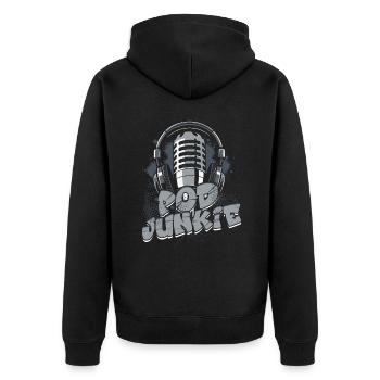 Podcast Podcaster Podcasting - Unisex Premium Bio Zip Hoodie - Schwarz - Hinten - Nico (187cm)