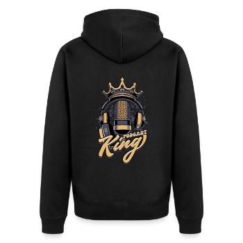 Podcast King Podcaster Podcasting - Unisex Premium Bio Zip Hoodie - Schwarz - Hinten - Nico (187cm)