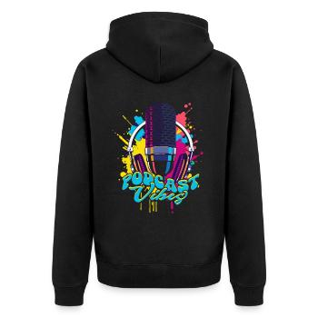 Podcast Vibes Podcaster Podcasting - Unisex Premium Bio Zip Hoodie - Schwarz - Hinten - Nico (187cm)