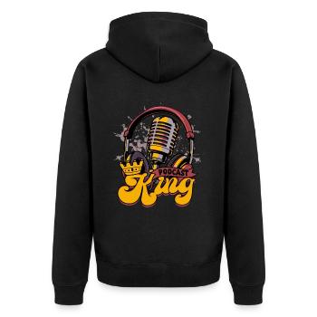 Podcast King Podcaster Podcasting - Unisex Premium Bio Zip Hoodie - Schwarz - Hinten - Nico (187cm)