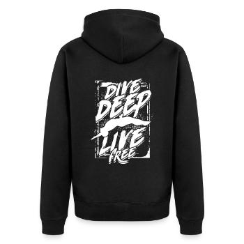 Taucher Sporttauchen Tauchen - Unisex Premium Bio Zip Hoodie - Schwarz - Hinten - Nico (187cm)