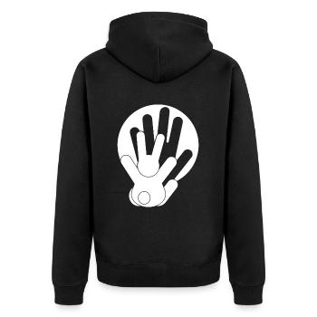 Jeu d’ombres Mains d’ombre Lapin - Veste à capuche bio Premium Unisexe - noir - Dos - Nico (187cm)