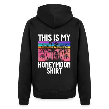 Flitterwochen Ehemann Ehefrau Paare Urlaubs - Unisex Premium Bio Zip Hoodie - Schwarz - Hinten - Nico (187cm)