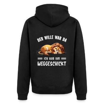 Lion Tshirt Funny Funny Humor Sarcasm Irony - Unisex Premium Organic Zip Hoodie - black - Back - Nico (187cm)