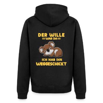 Koala Tshirt Funny Funny Humor Sarcasm Irony - Unisex Premium Organic Zip Hoodie - black - Back - Nico (187cm)
