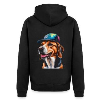 Beagle Snapback Cap Dog Funny Animal Design Print - Unisex Premium Organic Zip Hoodie - black - Back - Nico (187cm)
