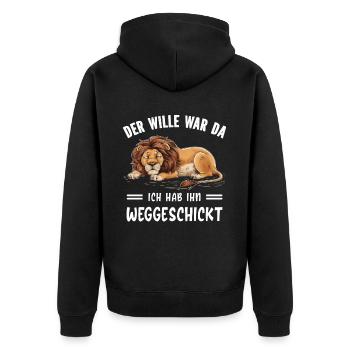 Lion Tshirt Funny Funny Humor Sarcasm Irony - Unisex Premium Organic Zip Hoodie - black - Back - Nico (187cm)