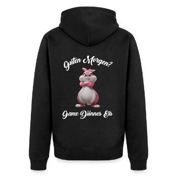 Hase Tshirt Lustig Witzig Humor Sarkasmus Büro - Unisex Premium Bio Zip Hoodie - Schwarz - Hinten - Nico (187cm)