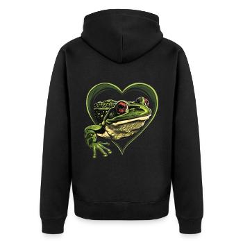 Frog - Unisex Premium Organic Zip Hoodie - black - Back - Nico (187cm)