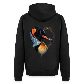 Penguin - Unisex Premium Organic Zip Hoodie - black - Back - Nico (187cm)