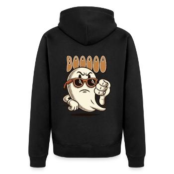 Booing Ghost Funny Ghost Design - Unisex Premium Organic Zip Hoodie - black - Back - Nico (187cm)