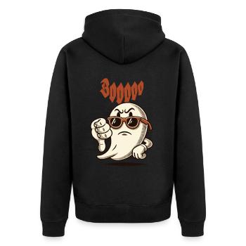 Booing Ghost Funny Ghost Design - Unisex Premium Organic Zip Hoodie - black - Back - Nico (187cm)
