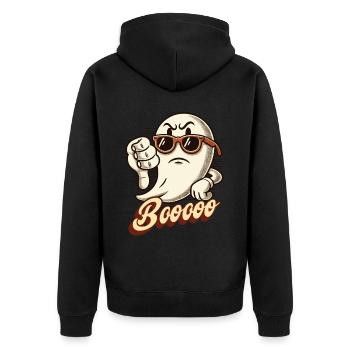 Booing Ghost Funny Ghost Design - Unisex Premium Organic Zip Hoodie - black - Back - Nico (187cm)