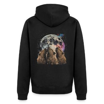 Capybara Capibara Heulender Mond - Unisex Premium Bio Zip Hoodie - Schwarz - Hinten - Nico (187cm)