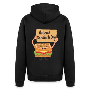 Sandwich Sandwich Snack Célébration - Veste à capuche bio Premium Unisexe - noir - Dos - Nico (187cm)