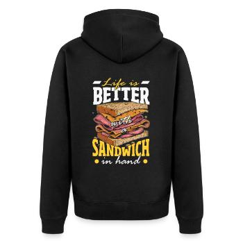 Sandwich Day Snack Celebration Sandwich - Unisex Premium Bio Zip Hoodie - Schwarz - Hinten - Nico (187cm)