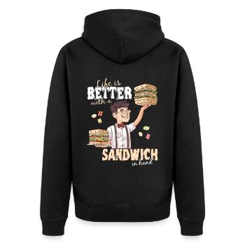 Sandwich Day Snack Celebration Sandwich - Unisex Premium Bio Zip Hoodie - Schwarz - Hinten - Nico (187cm)
