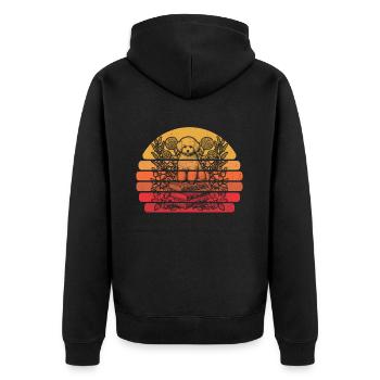 Bichon Frize Flower Book Reader Floral Cottagecore - Unisex Premium Organic Zip Hoodie - black - Back - Nico (187cm)
