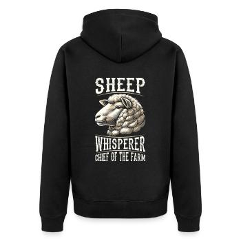 Shepherd Sheep Chief of the Farm - Unisex Premium Organic Zip Hoodie - black - Back - Nico (187cm)