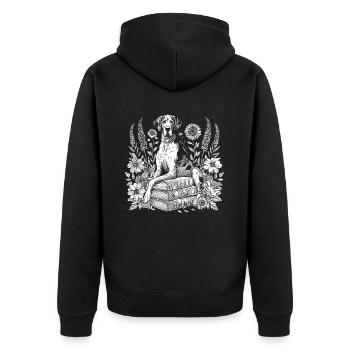 Great Dane Flower Book Reader - Unisex Premium Organic Zip Hoodie - black - Back - Nico (187cm)
