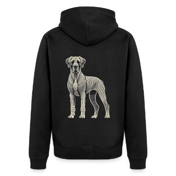 Deutsche Dogge Fingerabdruck - Unisex Premium Bio Zip Hoodie - Schwarz - Hinten - Nico (187cm)