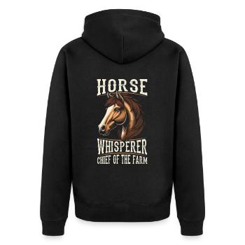Cheval Equestre Chef de la Ferme - Veste à capuche bio Premium Unisexe - noir - Dos - Nico (187cm)