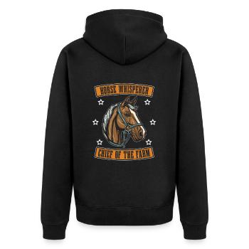 Cheval Equestre Chef de la Ferme - Veste à capuche bio Premium Unisexe - noir - Dos - Nico (187cm)