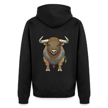 Stier Bulle Rind Fingerabdruck - Unisex Premium Bio Zip Hoodie - Schwarz - Hinten - Nico (187cm)