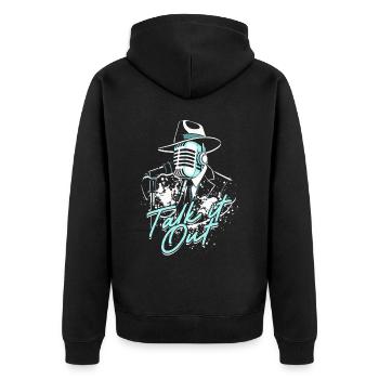 Podcast Podcaster Podcasting - Unisex Premium Bio Zip Hoodie - Schwarz - Hinten - Nico (187cm)